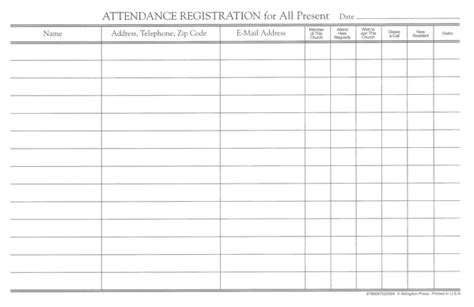 Attendance Registration Pads Single Pad Church Partner