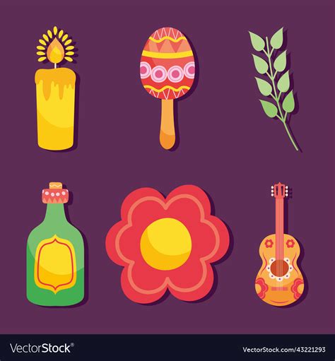 Mexican Icon Set Royalty Free Vector Image Vectorstock