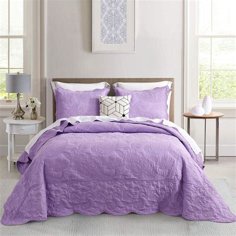 Hzandhy Oversized King Bedspread Purple Lavender Coverlet Bedding Set Lightweight Thin Comforter