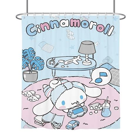 Sanrios Mymelody Cinnamoroll Kuromi Kawaii Anime Cartoon Shower Curtain