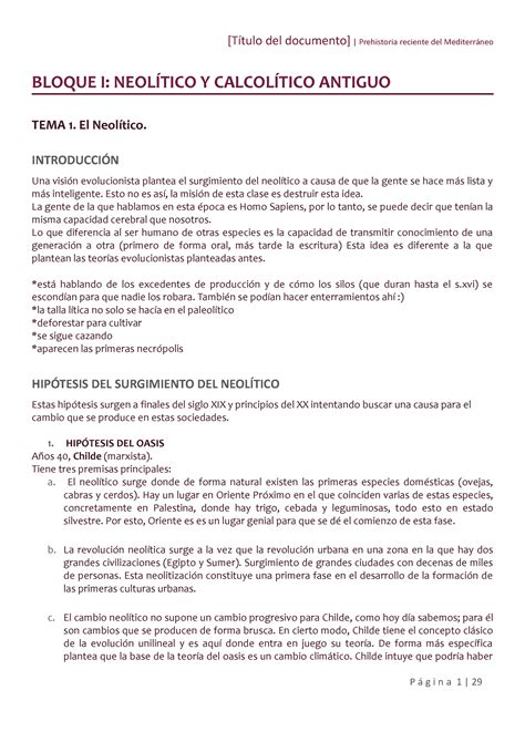 Apuntes Prehistoria notes on prehistory Título del documento