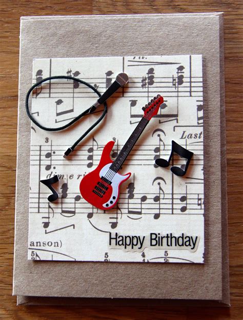 Handmade Cards Handmade Birthday Cards Band Card Music Card Guitar Card Birthday Cards For