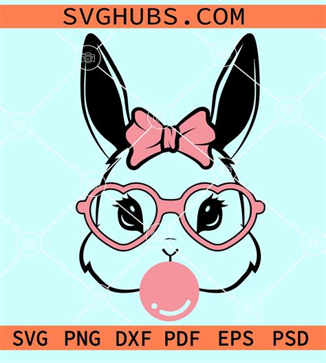 Bunny With Bubblegum SVG Easter Bunny Sunglasses SVG Bunny With