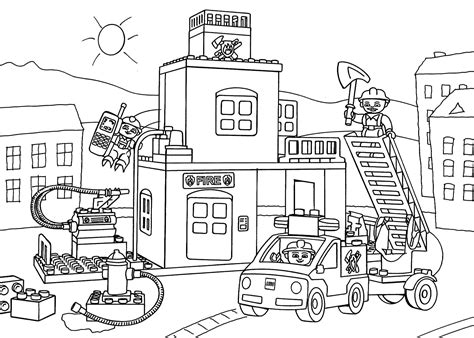 Coloriage Lego City Caserne de Pompiers télécharger et imprimer