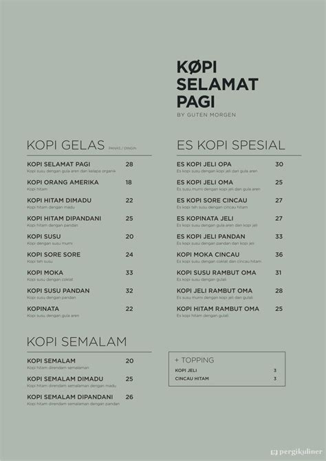 Selalu Diperbarui Menu Kopi Selamat Pagi Tomang