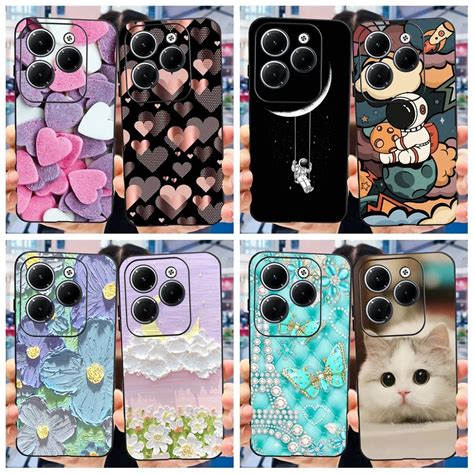 For Cover Infinix Hot 40 Pro X6837 Case Cute Astronaut Black Tpu Silicone Phone Case For