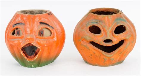 Vintage Paper Mache Halloween Pumpkins Auction