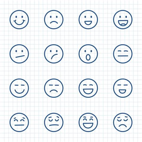 Emojis Rostros Icono En Estilo Dibujado A Mano Doddle Emoticones