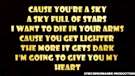 Coldplay A Sky Full Of Stars Lyrics Youtube