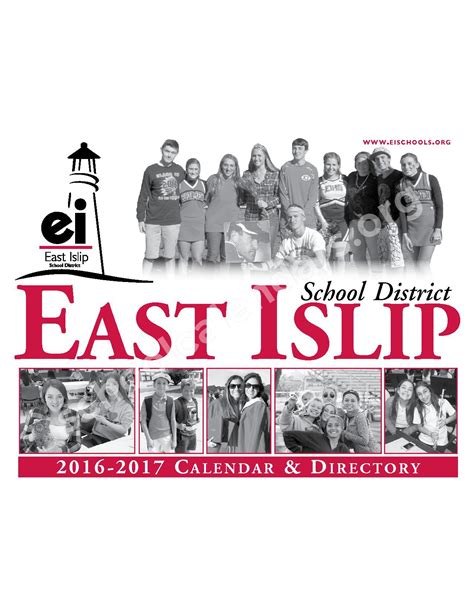 2016 - 2017 District Calendar | East Islip Union Free School District ...