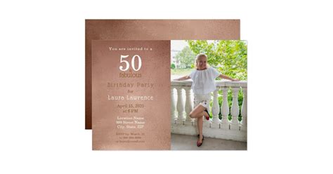 50 And Fabulous Rose Gold 50th Birthday Invitation