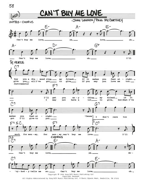 Cant Buy Me Love By The Beatles Sheet Music For Real Book Melody Lyrics And Chords At Sheet