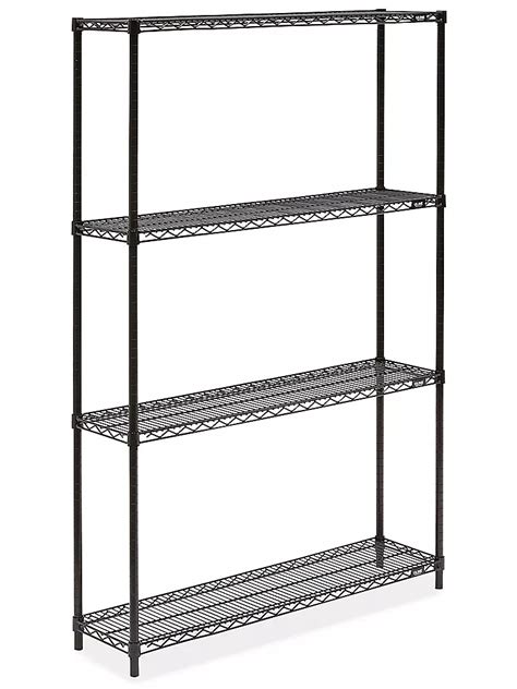 Black Wire Shelving Unit - 48 x 12 x 72" H-2422-72 - Uline