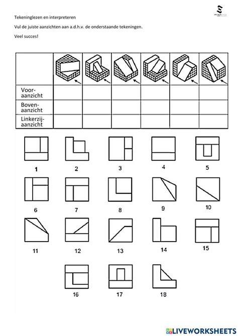 Technisch Tekenen Aanzichten Drawing View Worksheet Live Worksheets