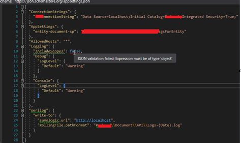 Asp Net Core JSON Validation Failed For IncludeScopes In Appsettings