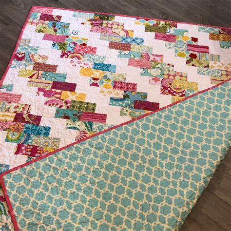 Baby Lap Quilt Kumari Garden Fabrics Modern Pink Aqua Etsy