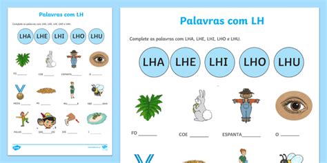 Atividade de alfabetização Palavras LH Twinkl