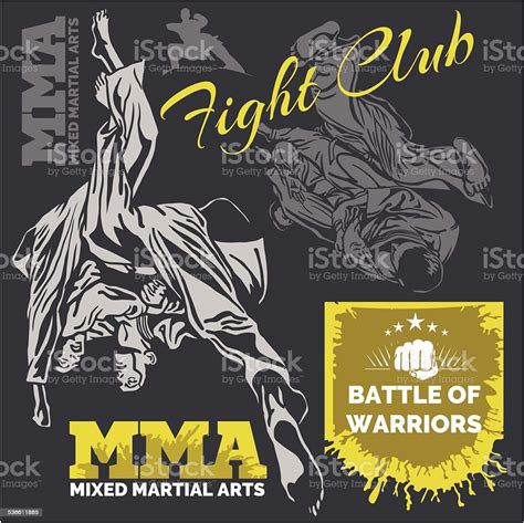 Mma Labels Vector Mixed Martial Arts Design Stock Illustration