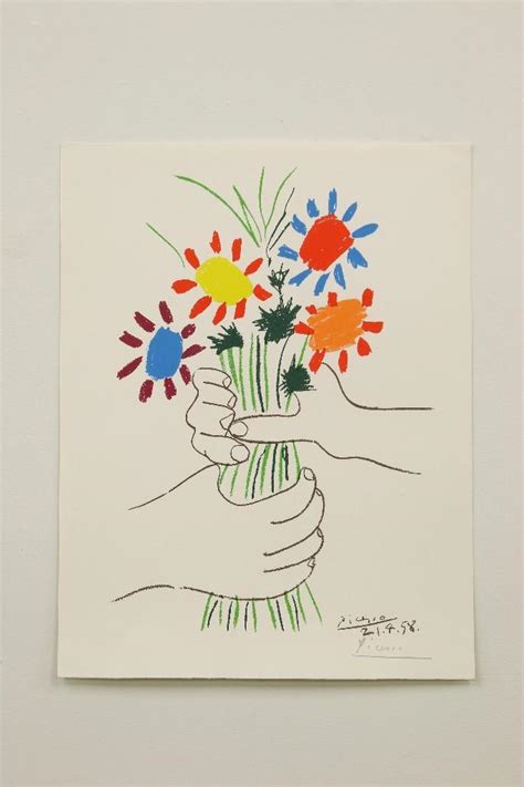 Lot Pablo Picasso Peace Flower Bouqet Pencil Signed Print