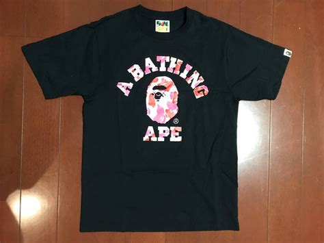 A Bathing Ape アベイシングエイプ 猿迷彩 Tシャツ Nowhere 黒 ピンク迷彩 限定コラボ Originafake サイズs