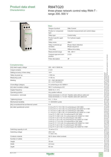 Pdf Zelio Control Rm Tg Schneider Pdf File Product Data Sheet