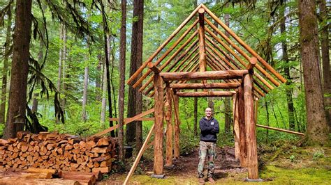 Log Woodshed Build Part Roof Ridge Beam Rafters Youtube