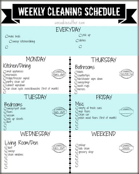 Weekly Customizable Cleaning Schedule Printable and Video Tutorial - Uncookie Cutter