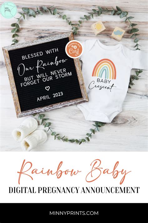 Rainbow Baby Digital Pregnancy Announcement New Baby Reveal For Social