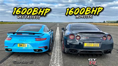 1600hp Porsche 911 Turbo S Drag Races A 1600bhp Nissan Gtr