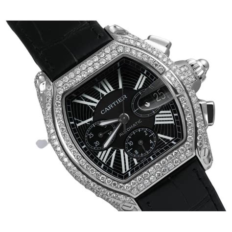 Cartier Roadster Xl W62020x6 Chronograph Custom Diamond Watch On