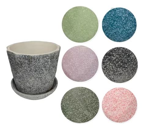 Maceteros De Ceramica Con Plato Pack Color Variados Mercadolibre