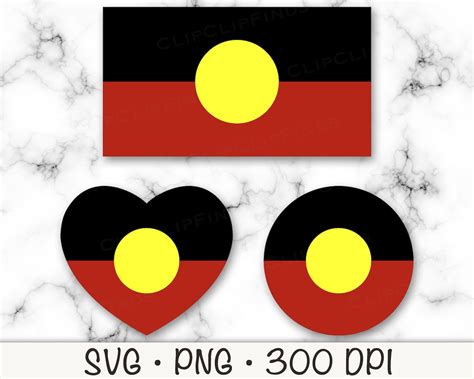 Australian Aboriginal Flag SVG PNG Heart Circle Indigenous Digital