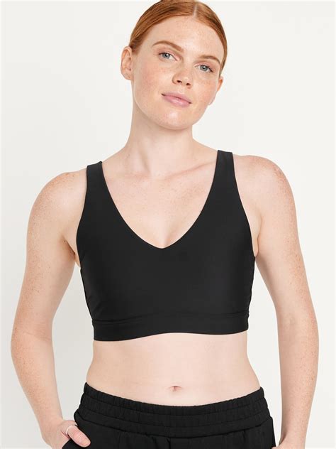 Light Support PowerSoft V Neck Sports Bra Old Navy