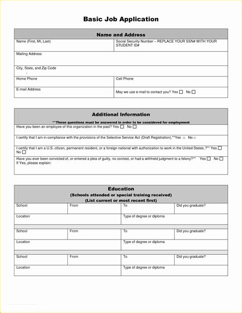 Free Basic Job Application Template Of Best S Of Basic Job Application