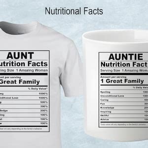 Auntie Nutrition Facts Aunt Svg Nutritional Fact Label Template