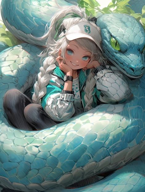 Premium AI Image | anime girl and snake