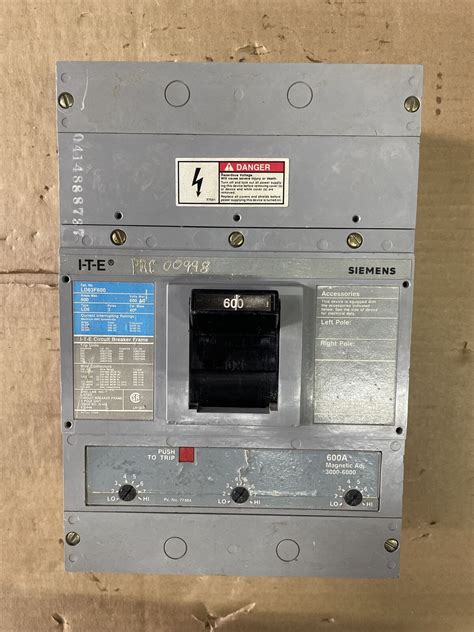 Siemens ITE LD63F600 600 600 Volt 3 Pole 35kA 480V Circuit Breaker