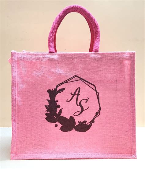 Printed Rope Handle Pink Jute Shopping Bag At Piece In Kolkata