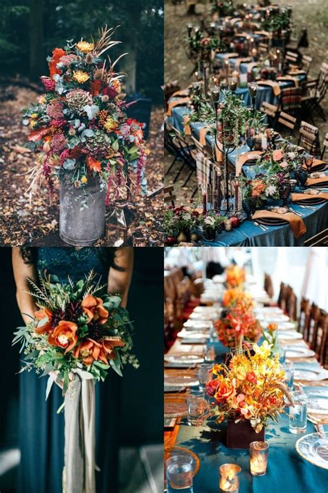 Dark Teal And Burnt Orange Fall Wedding Color Ideas Teal Wedding