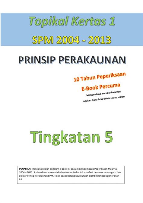 PDF Modul Perakaunan Topikal Tingkatan 5 2004 2013 DOKUMEN TIPS