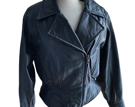 Vintage Wilsons Leather Moto Jacket Womens Medium Cropped Asymmetrical