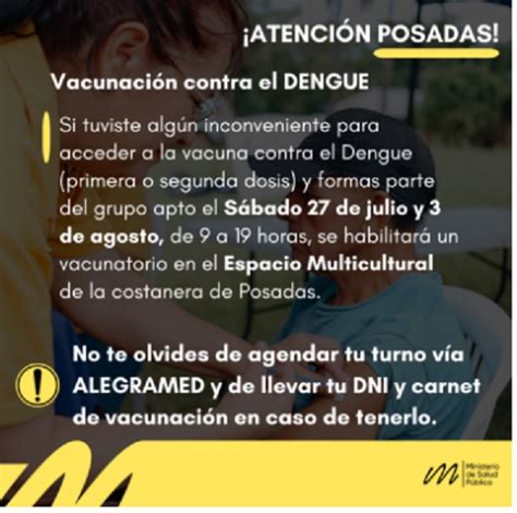 Vacunaci N Contra El Dengue Operativos Especiales El De Julio Y