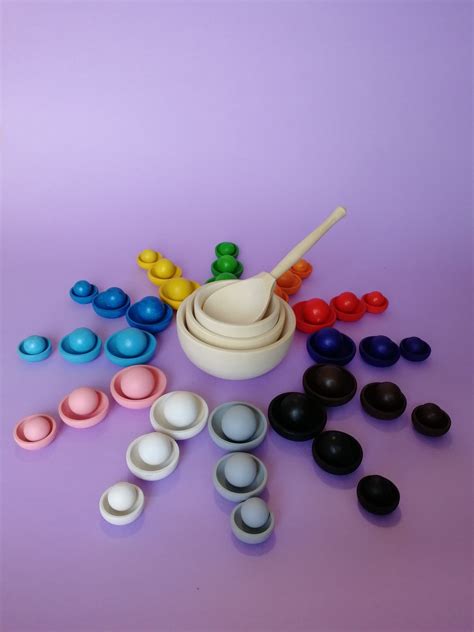 Colored Balls And Plates Montessori And Waldorf Inspired Etsy