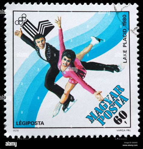 Winter Olympic Games Lake Placid Postage Stamp Hungary Stock