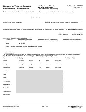 Fillable Online Request For Tenancy Approval U S Department Of Housing