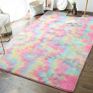 Soft Girls Room Rugs - 1.5m x 2.4m Fluffy Rainbow Area Rug for Kids ...