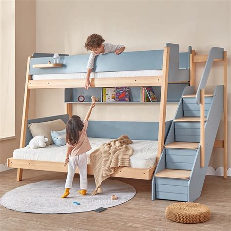 Natty Maxi Bunk Bed With Storage Staircase Blueberry And Almond