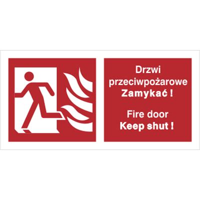 Znak Drzwi Przeciwpo Arowe Zamyka W Lewo Pl Eng