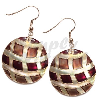 Cebu Island Dangling 35mm Round Kabibe Hand Painted Earrings ...