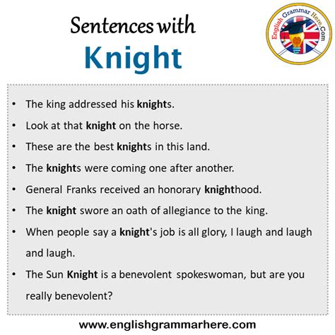 Sentences With Knight Knight In A Sentence In English Sentences For